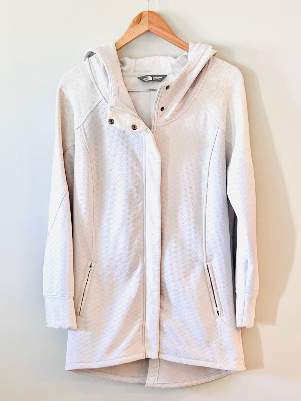 The North Face Women’s Recover-Up Light Cream Quilted Hooded Parka Coat Sz L